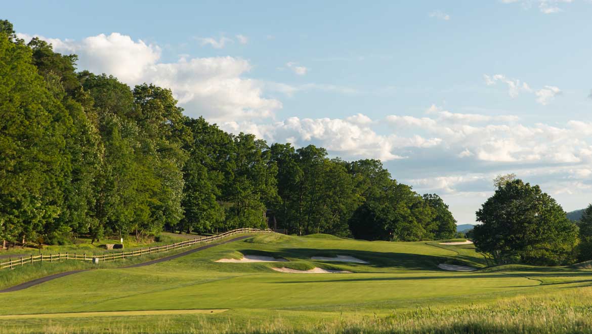 Golf course with sand traps.