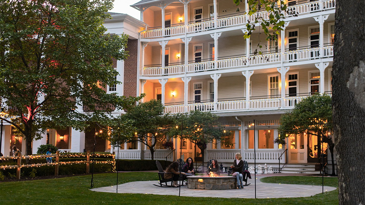 front hotel exterior firepit