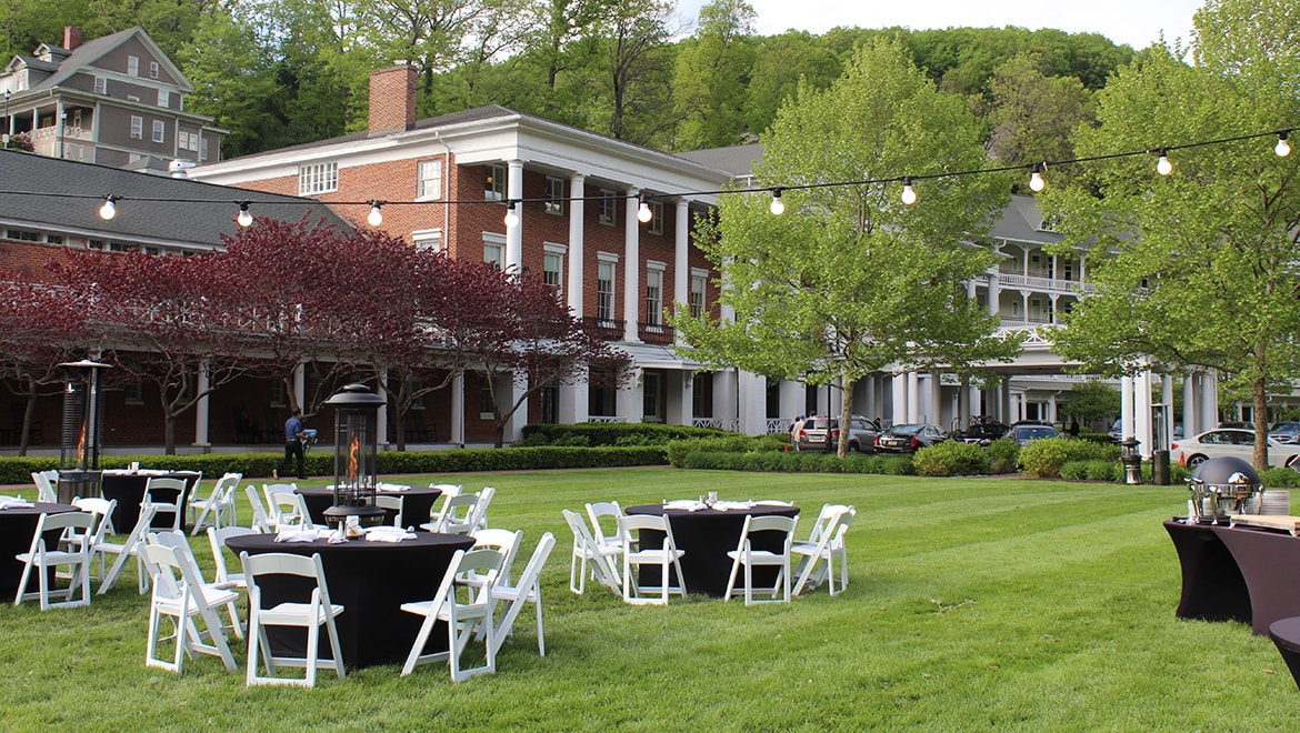 Outdoor reception set up.