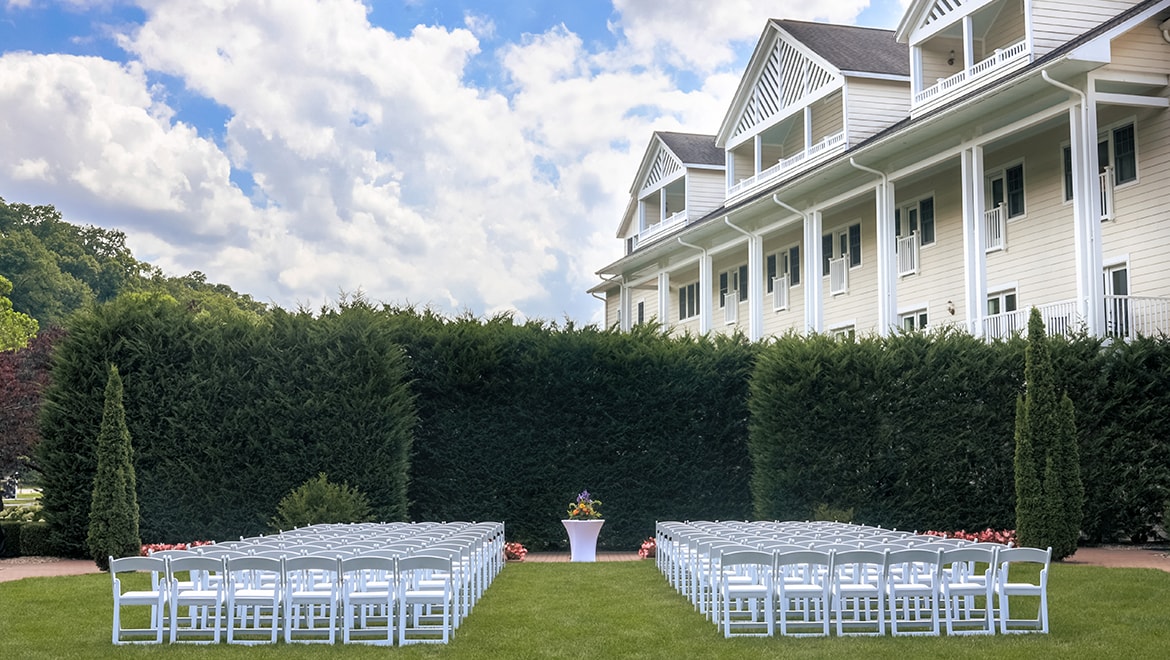 Wedding set up outdoors.