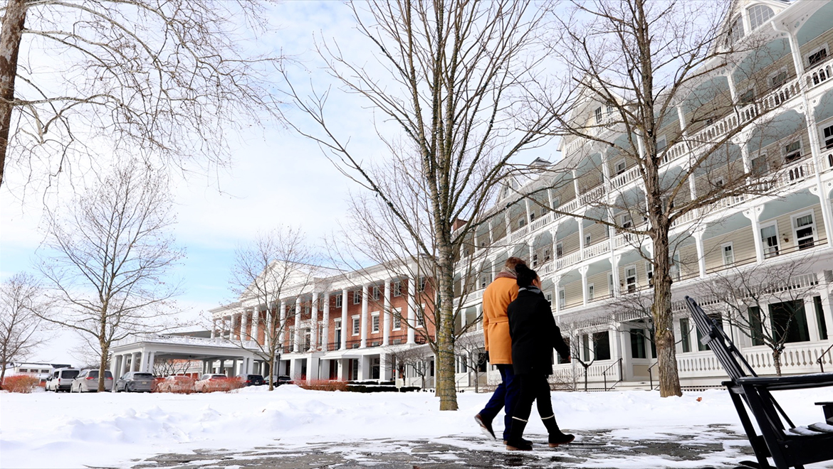 Hotel Exterior in winter - Omni Bedford springs 