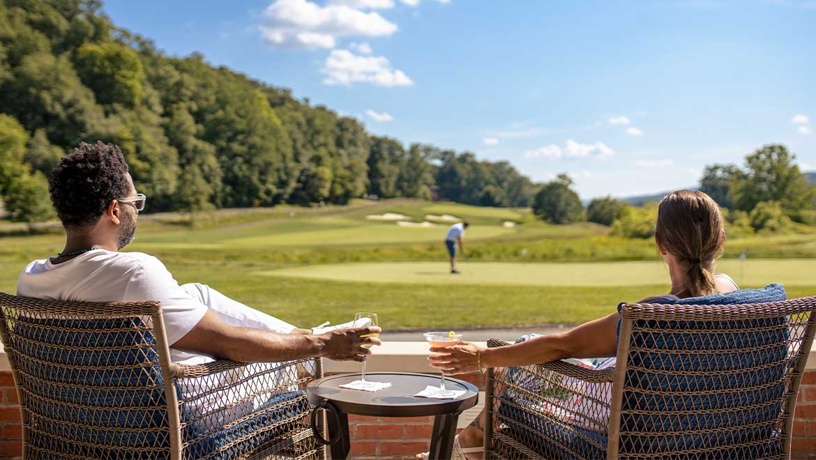 Couple sitting on the patio