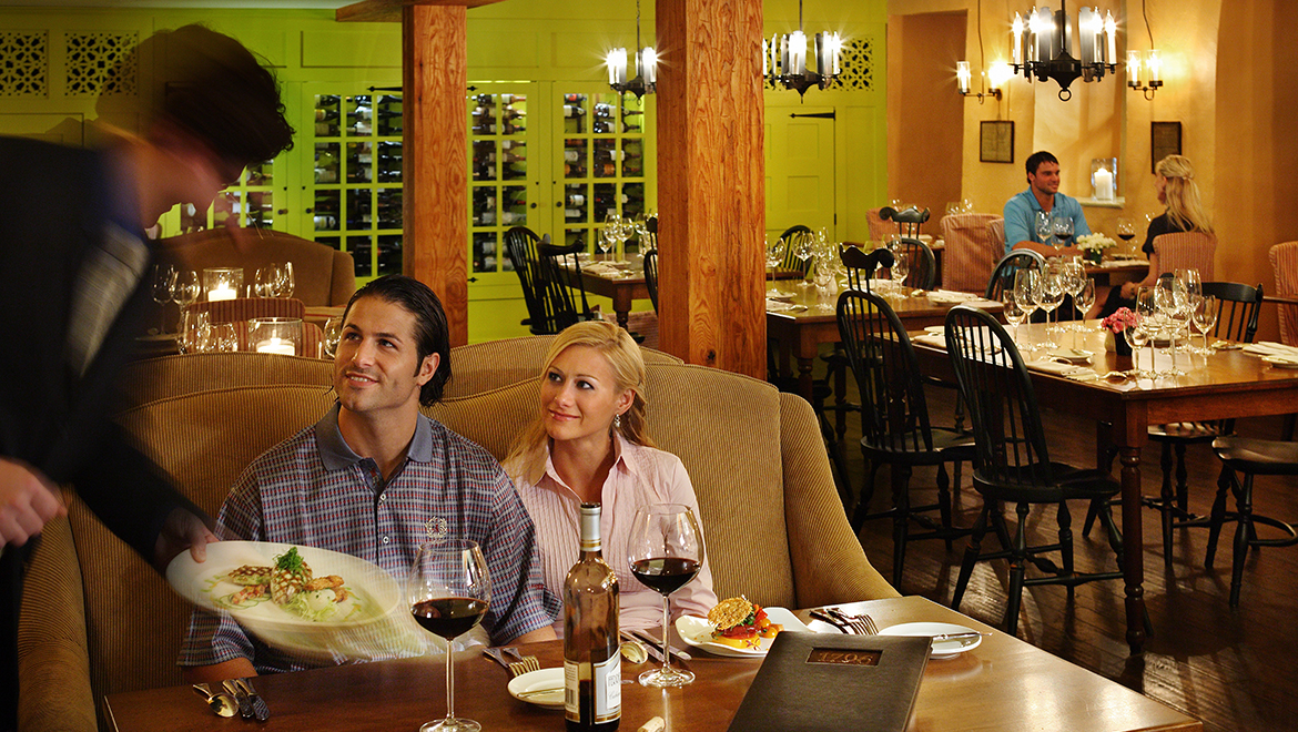 Server delivering food.