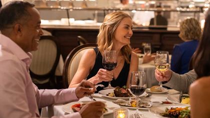 Guests having dinner.