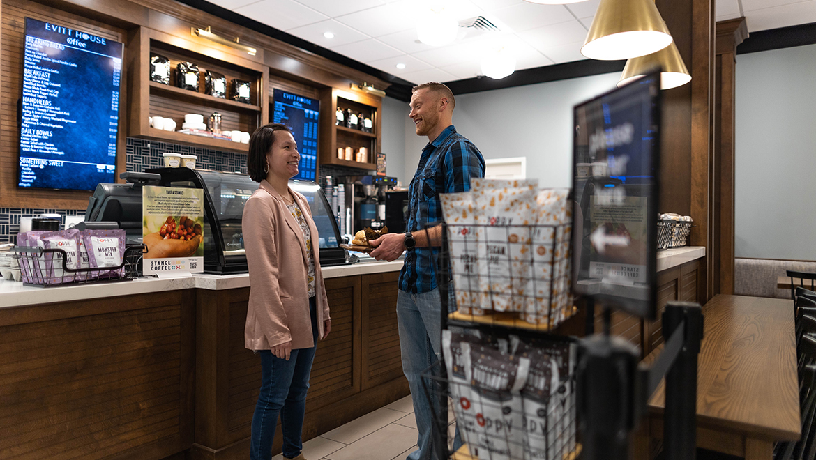 People at coffee bar.