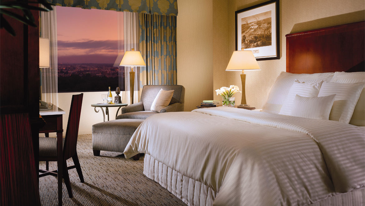 Interior of king guest room.