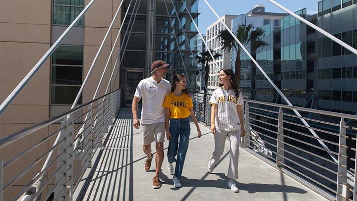 Family walking to the Padres baseball game