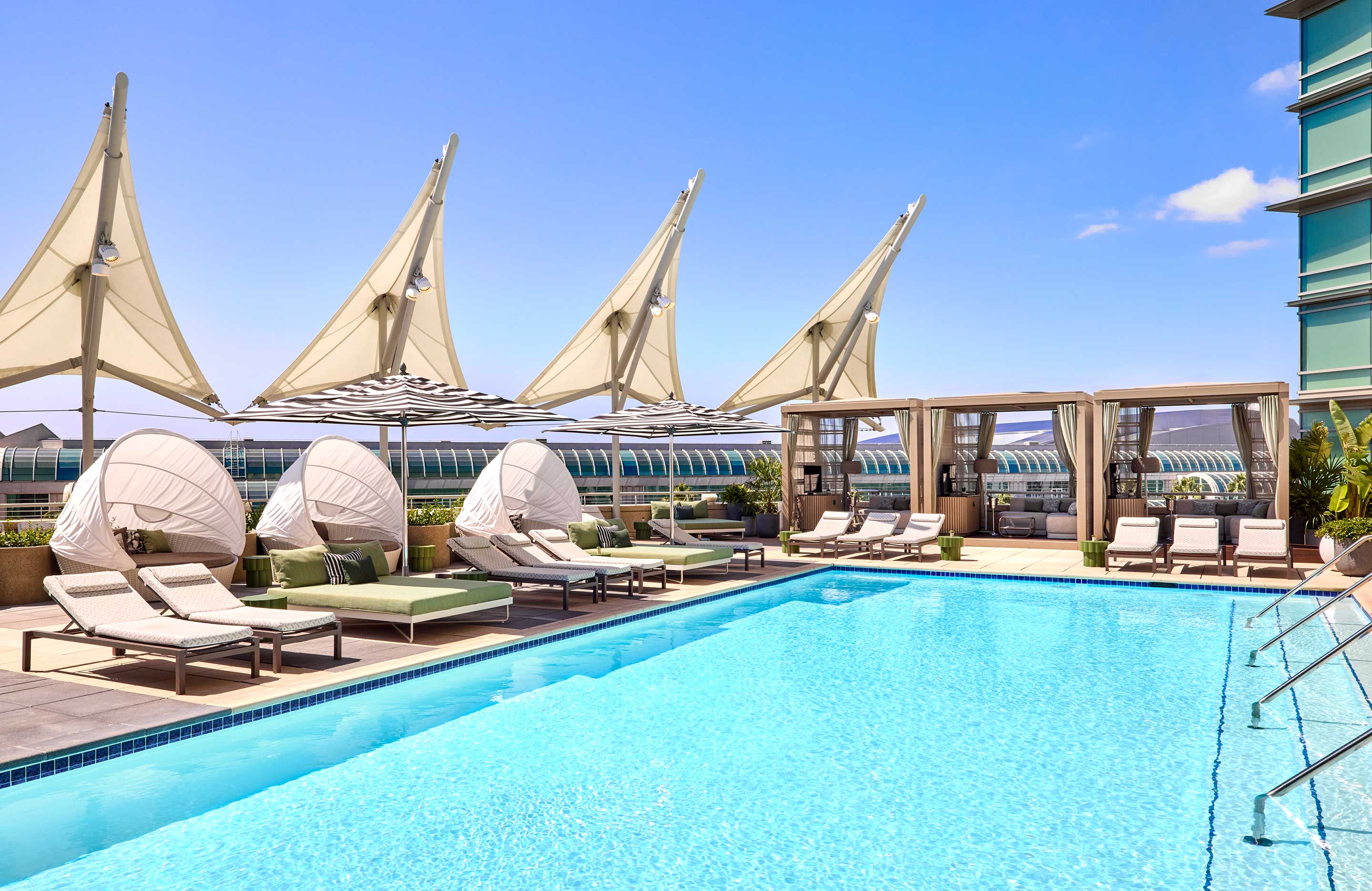 Rooftop pool with cabanas