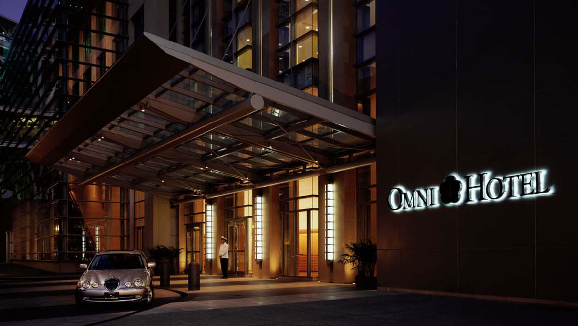 Exterior logo at night 