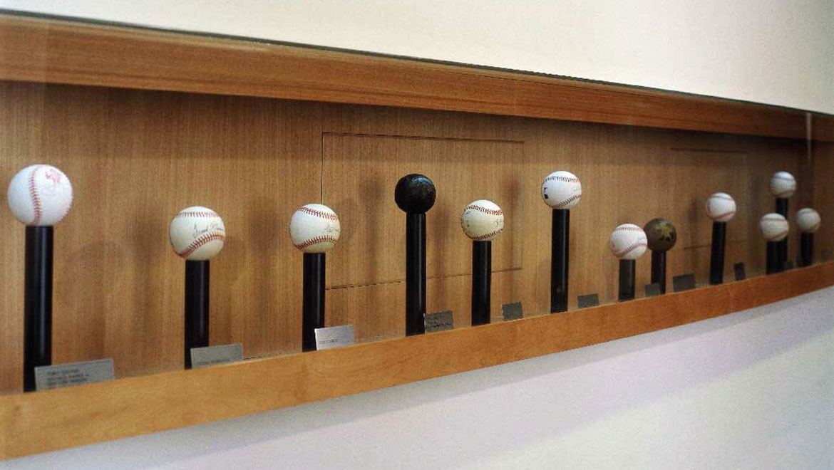 Baseballs on display