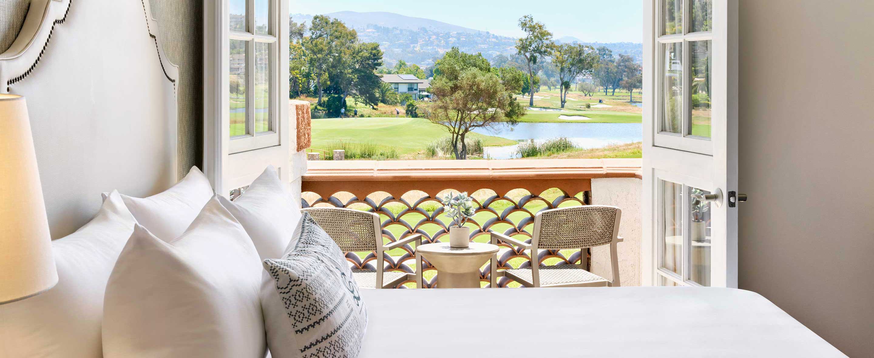 Guest room with golf course view