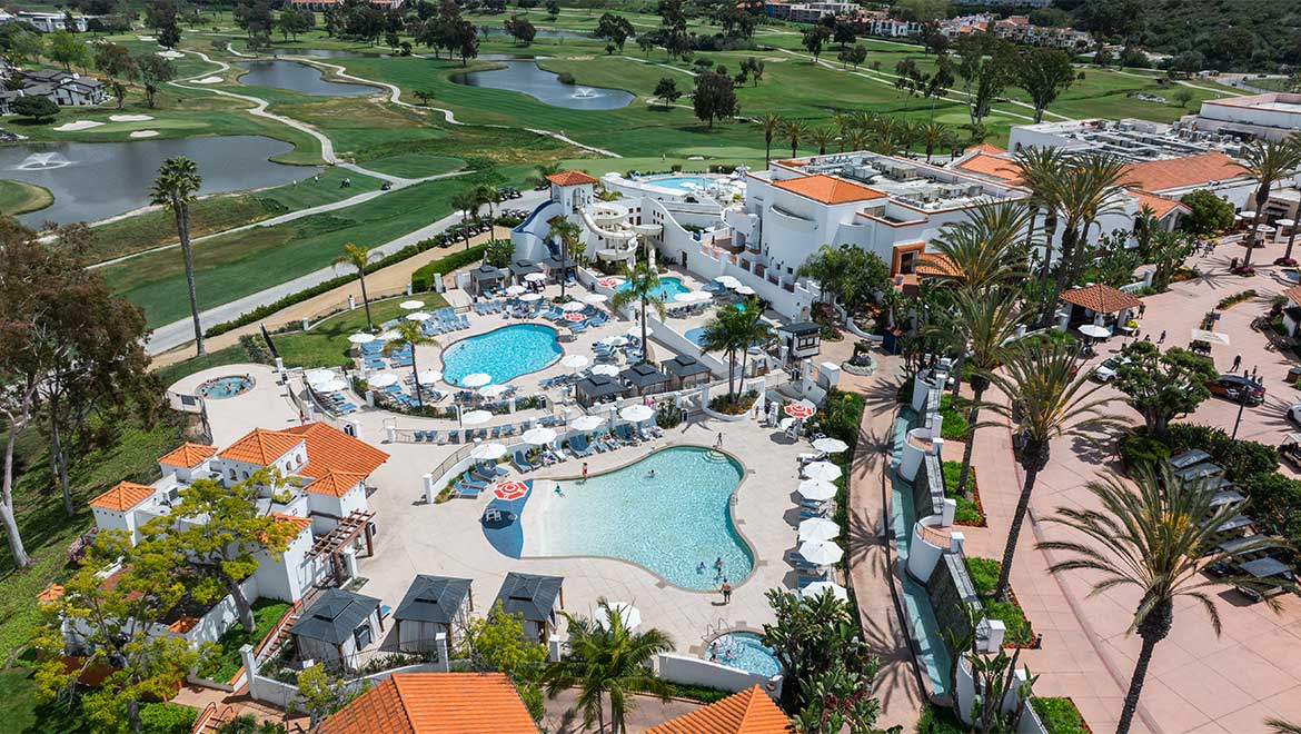 Aerial view of splash pools