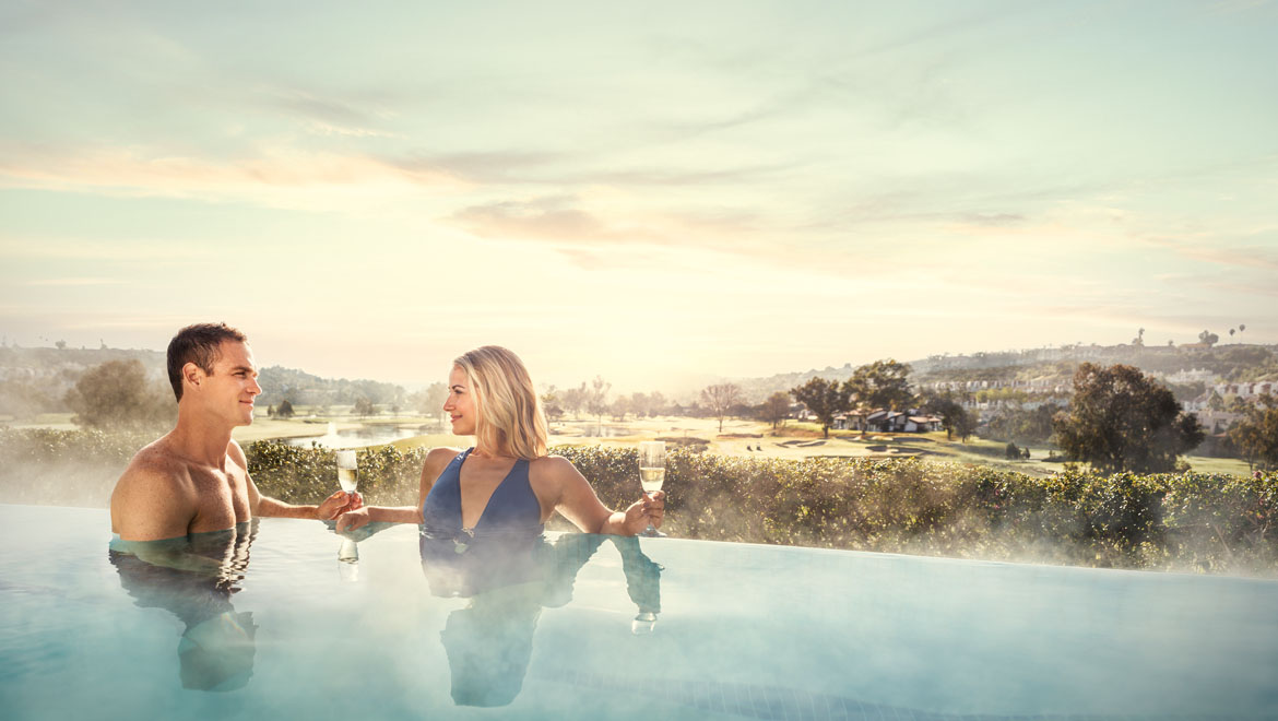 Couple relaxing in the pool