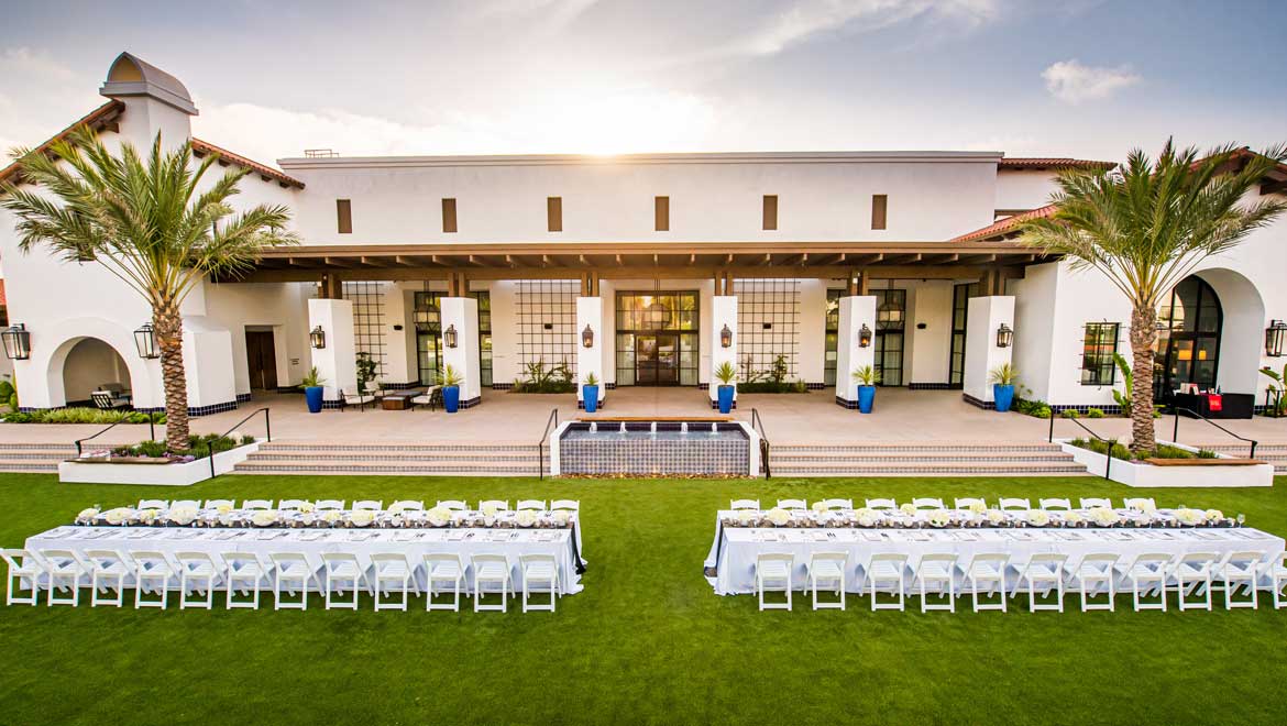 Wedding set up on a lawn.