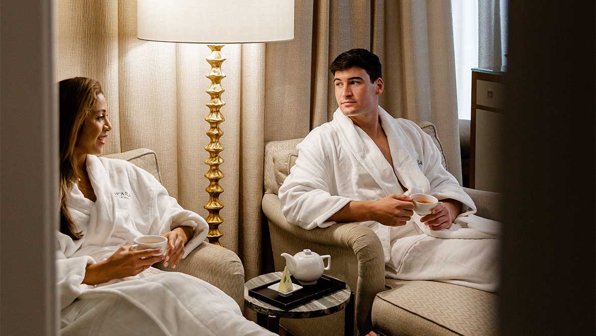 Couple lounging at the spa