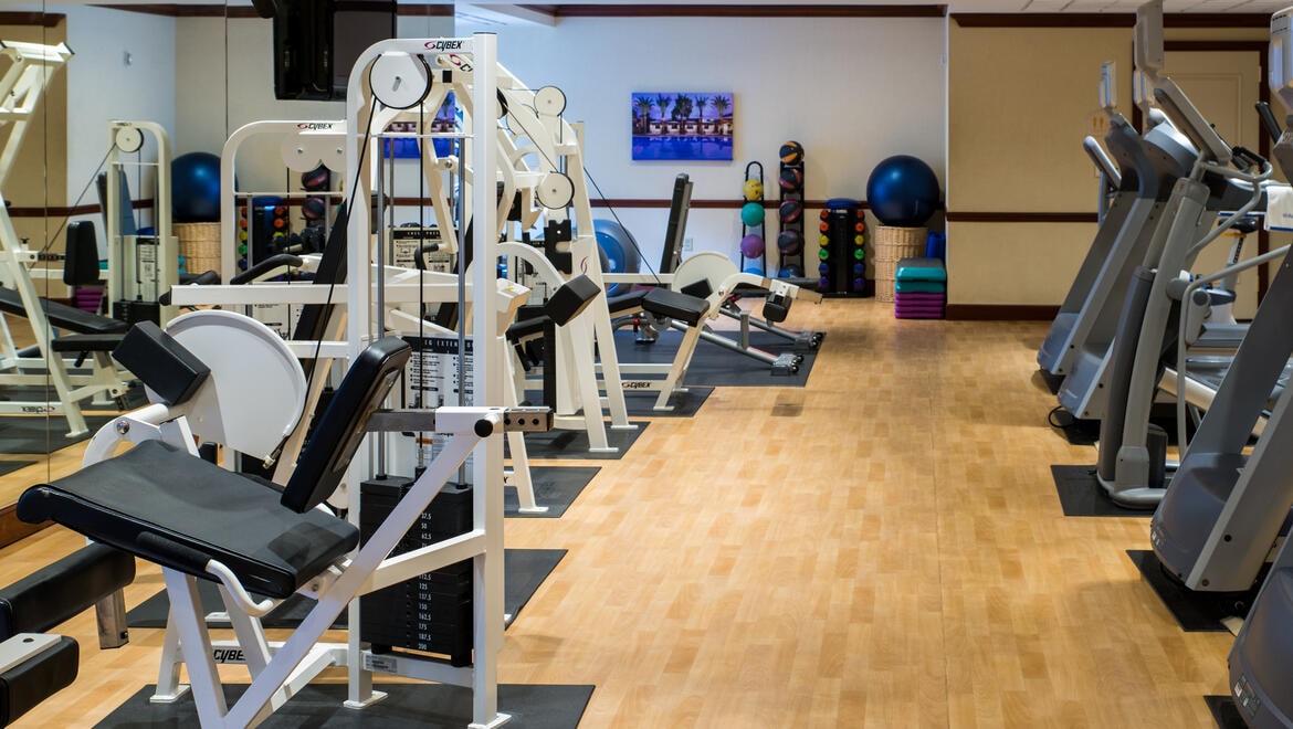 Interior of fitness center.