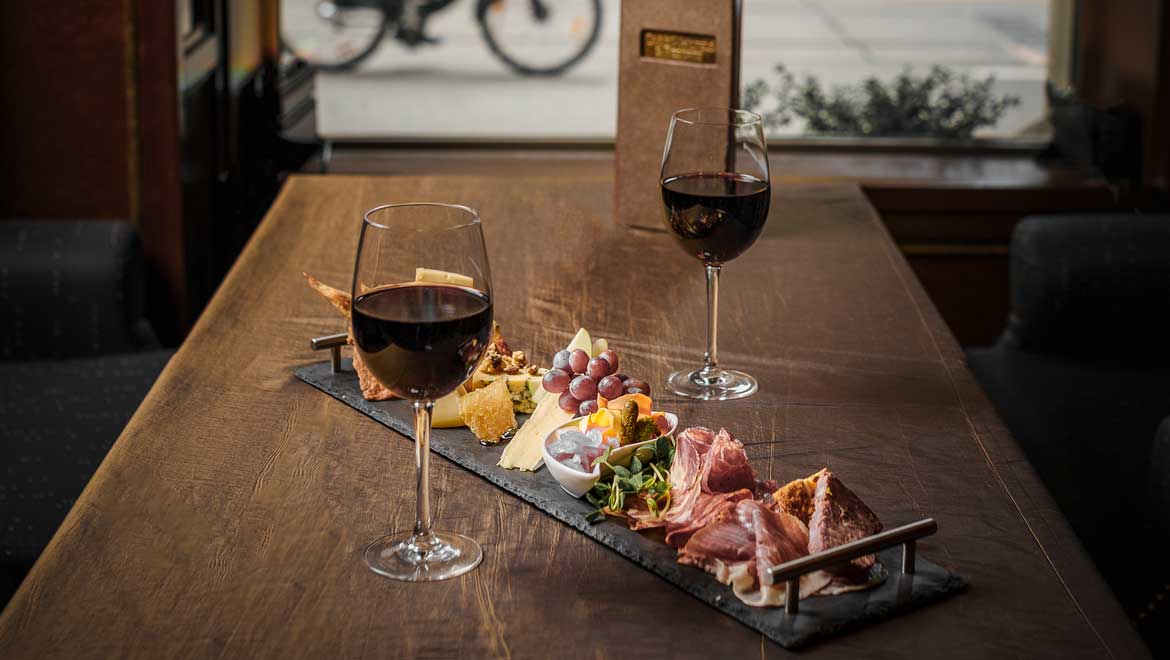 Wine with cheese board