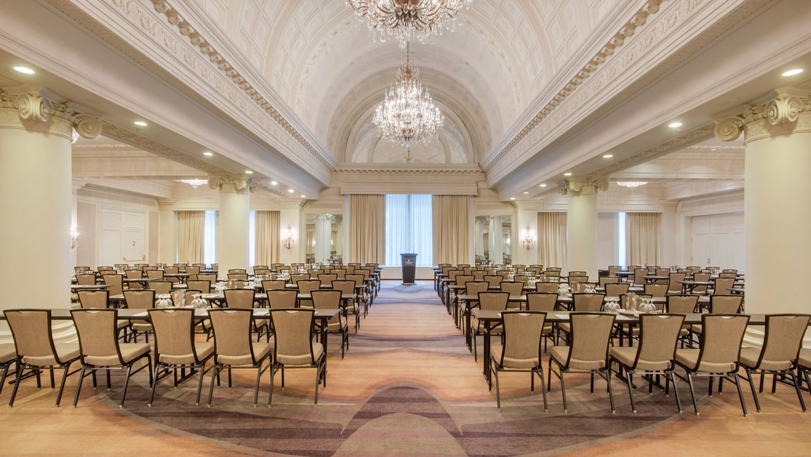 Classroom set up in ballroom