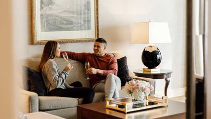 Couple having a glass of champagne