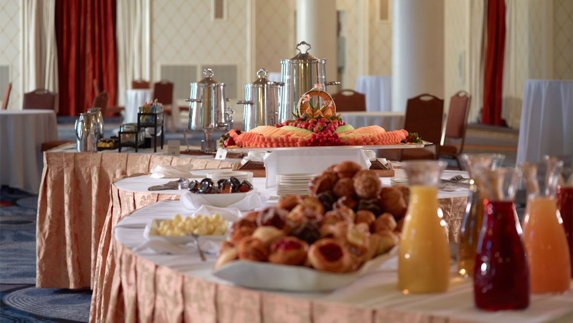 Meeting buffet table.